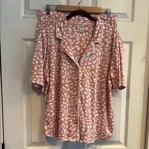 Anne Klein Pink and White Pajama Set